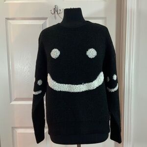 Smile Long Sleeve Smiley Face Black Sweater Size S/M